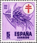 Stamps Spain -  ESPAÑA 1950 1084 Sello Nuevo Pro tuberculosis 5c Adorno Navideño