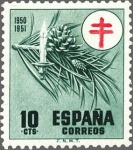 Stamps Spain -  ESPAÑA 1950 1085 Sello Nuevo Pro tuberculosis 10c Adorno Navideño