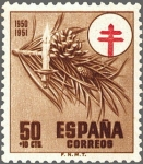 Stamps Spain -  ESPAÑA 1950 1086 Sello Nuevo Pro tuberculosis 50+10c Adorno Navideño