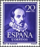Sellos de Europa - Espa�a -  ESPAÑA 1950 1074 Sello Nuevo Literatos Ruiz de Alarcón 20c Yv824
