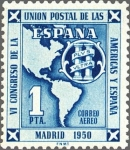 Stamps Spain -  ESPAÑA 1951 1091 VI Congreso de la Unión Postal de las Américas y España. Mapa de América