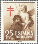 Stamps Spain -  ESPAÑA 1953 1123 Sello Nuevo Pro Tuberculosos Cruz de Lorena Angel y Niño
