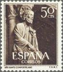 Stamps Spain -  ESPAÑA 1954 1130 Sello Nuevo Año Santo Compostelano Portico de la Gloria Santiago Compostela Coruña