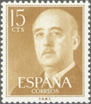 Stamps Spain -  ESPAÑA 1955 1144 Sello Nuevo General Francisco Franco (1892-1975) 15cts