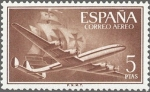 Stamps Spain -  ESPAÑA 1955 1177 Sello Nuevo Super Constellation y Nao Santa Maria 5pts