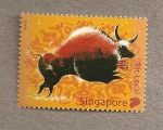 Stamps Singapore -  Año chino del buey