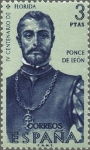 Stamps Spain -  ESPAÑA 1960 1304 Sello Nuevo Forjadores de América Ponce de León Descubrimiento de Florida