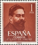 Stamps Spain -  ESPAÑA 1960 1321 Sello Nuevo Aniversario Nacimiento Isaac Albeniz 1pts