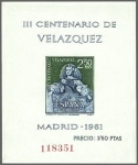 Stamps Spain -  ESPAÑA 1961 1346 Sello Nuevo H.B. III Centenario Muerte Velazquez Infanta Margarita de Austria