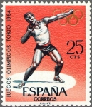 Stamps Spain -  ESPAÑA 1964 1617 Sello Nuevo Juegos Olímpicos de Innsbruck y Tokio Lanzamiento de Peso