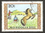 Sellos de Asia - Mongolia -  doma de caballo