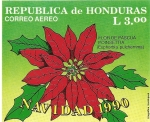 Sellos de America - Honduras -  POINSETTIA.  FLOR  DE  PASCUA