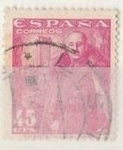 Sellos de Europa - Espa�a -  ESPAÑA 1949 1028A Sello General Franco y Castillo Mota 45c rosa usado