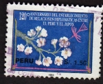 Stamps : America : Peru :  120 Anivers Establecimient. de relaciones Diplomat, entre Peru y Japon