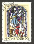 Stamps : Europe : Hungary :  Pintura religiosa en vidriera, escritor