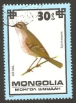 Sellos de Asia - Mongolia -  ave, curruca gavilana