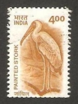 Stamps India -  fauna, cigüeña pintada