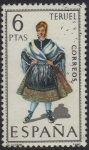 Stamps Spain -  trajes tipicos españoles-Teruel-1970