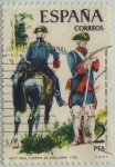 Stamps Spain -  Uniformes militares-Regimiento de la Reina,Linea-1975