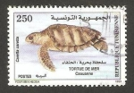 Stamps Tunisia -  tortuga de mar, caretta caretta
