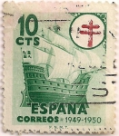 Stamps : Europe : Spain :  Edifil 1067, Pro Tuberculosos. Cruz de lorena en rojo.