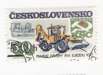 Sellos de Europa - Checoslovaquia -  Maquina excabadora