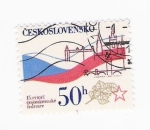 Stamps Czechoslovakia -  Bandera y ciudad