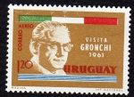 Sellos de America - Uruguay -  Presidente Giovsnni Gronchi