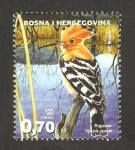 Sellos de Europa - Bosnia Herzegovina -  fauna, upupa epops, abubilla