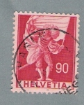 Stamps Switzerland -  Hombre y bandera