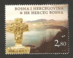 Sellos de Europa - Bosnia Herzegovina -  cruz sobre paisaje