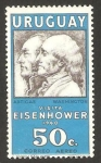 Stamps Uruguay -  visita de eisenhower, (artigas y washington)