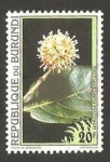 Sellos de Africa - Burundi -  flora, mitragyna rubrostipulosa