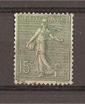 Stamps : Europe : France :  Sembradora sobre fondo lineado.