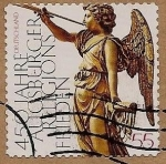 Stamps Europe - Germany -  Angel - 450 años Paz de Augsburgo o de las religiones