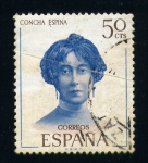 Stamps Spain -  Literatos- Concha Espina