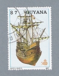 Stamps Guyana -  Barco Santa Maria