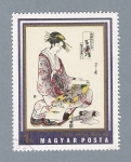 Stamps Hungary -  Cuadro Japones