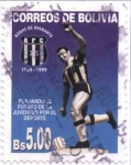 Stamps Bolivia -  Bodas de Diamante - 75 años de la asociacion de futbol de Cochabamba