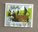 Stamps : Europe : Switzerland :  Vca entre picos nevados