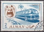 Sellos del Mundo : Asia : Saudi_Arabia : Ajman 1967 Sello Michel 128 Sheik Rashid bin Humaid al Naimi y Autobus 2Dh matasellado