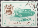 Stamps Saudi Arabia -  Ajman 1967 Sello Michel 136 Sheik Rashid bin Humaid al Naimi y Coche 1Rl matasellado