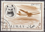 Sellos de Asia - Arabia Saudita -  Ajman 1967 Sello Michel 139 Sheik Rashid bin Humaid al Naimi y Avión 5Rl matasellado