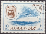 Stamps Saudi Arabia -  Ajman 1967 Sello Michel 140 Sheik Rashid bin Humaid al Naimi y Barco 10Rl matasellado