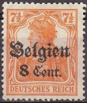 Sellos de Europa - B�lgica -  Belgica 1916 Scott N13 Sello Nuevo Germania Basico con sobreimpresion Belgien 7,5 Cent. Alemania