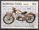 Stamps Africa - Burkina Faso -  Burkina Faso 1985 Scott 691 Centenario Invención de la Moto Manet 90 Matasello de favor Preobliterad