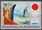 Stamps : Africa : Burundi :  Burundi 1975 Scott 388 Sello Juegos Olimpicos Sapporo Japon Saltos Ski Matasello de favor Preobliter