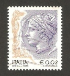 Stamps Italy -  la mujer en el arte, cara de una moneda de syracusa