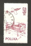 Stamps Poland -  58 - Avión sobrevolando un castillo en Varsovia
