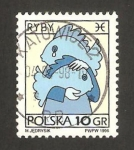 Stamps Poland -  signo del zodiaco, piscis